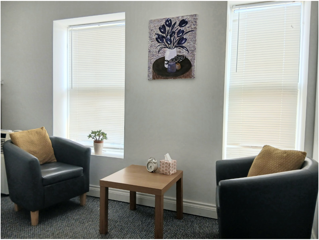 Ian Gaskin Counselling room, showing a welcoming therapy space.
